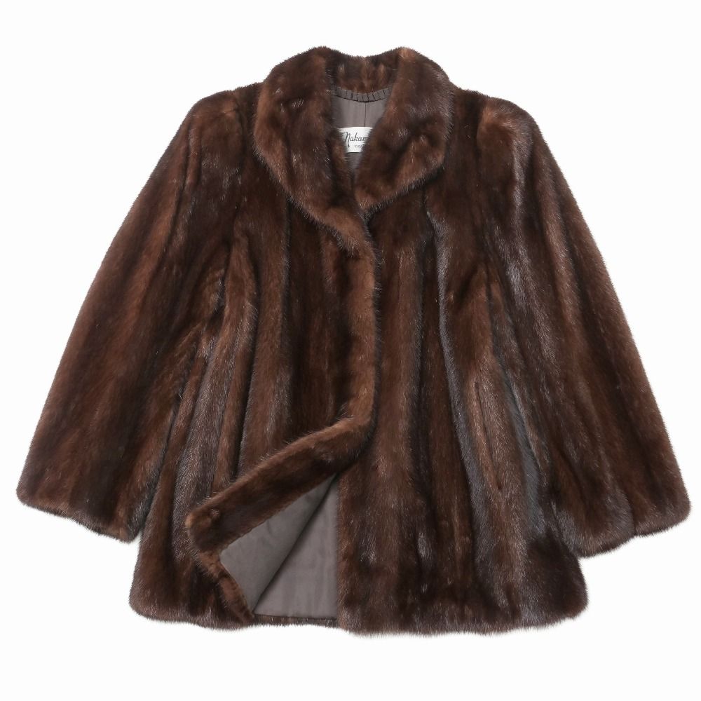 ナカムラファー Nakamura Fur ミンク ファージャケット ファーコート ハーフ丈 毛皮コート ブラウン系 サイズ9-11