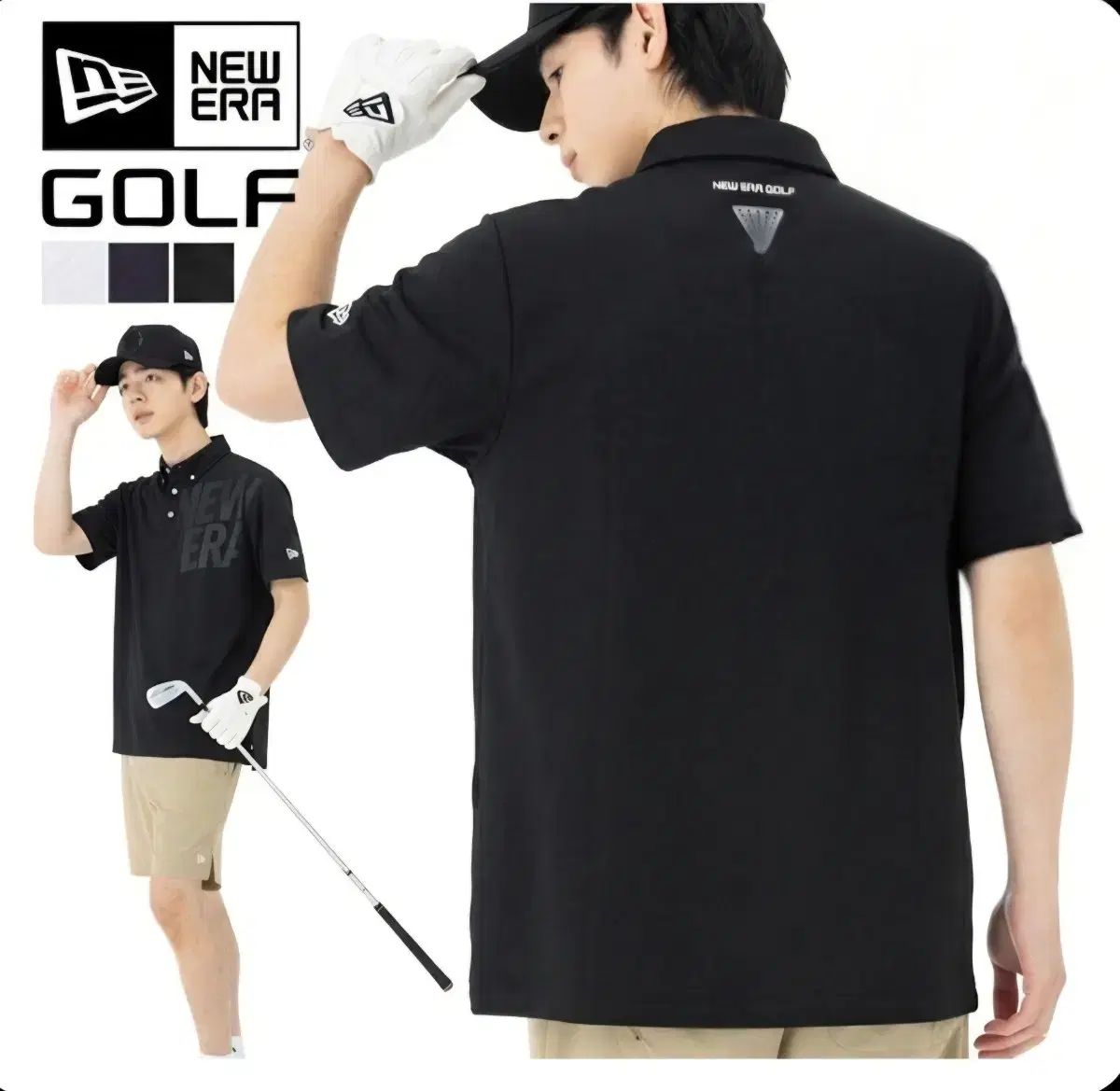 NEW ERA ニューエラ メンズ ブラック エディション ボタンダウン ゴルフ カラーネック XL