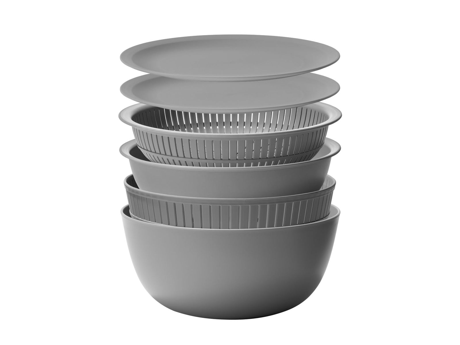 ライクイット (like-it) ざる ボウル 電子レンジ対応 Colander&Bowl 米とぎにも使える ザルとボール グレー 6点セット 日本製 水切り 湯切り可能 耐熱ボウルt
