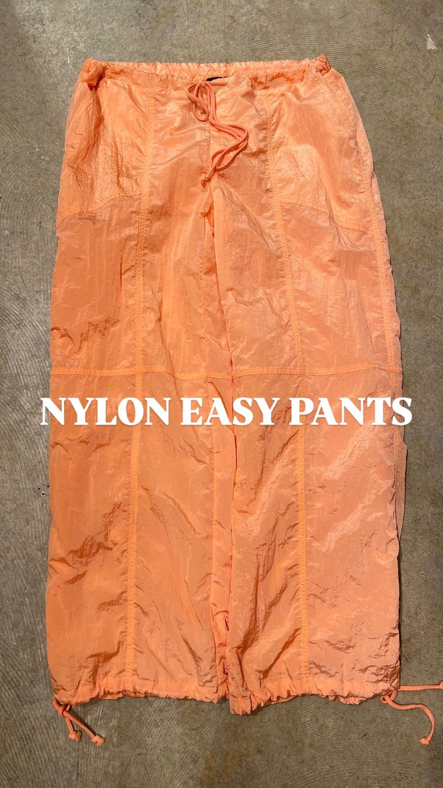 【 Nylon Easy Pants / Orange Color 】ナイロンイージーパンツ　ワイドパンツ　XLサイズ