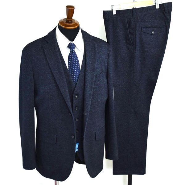 JOSEPH ABBOUD 3ピース 2つボタン シングルスーツ XL A8 ダークネイビー チェック ノータック JK-JL-IA-0101 合物 春秋 6XD143 【送料無料】【中古】【メンズビジネス】202604