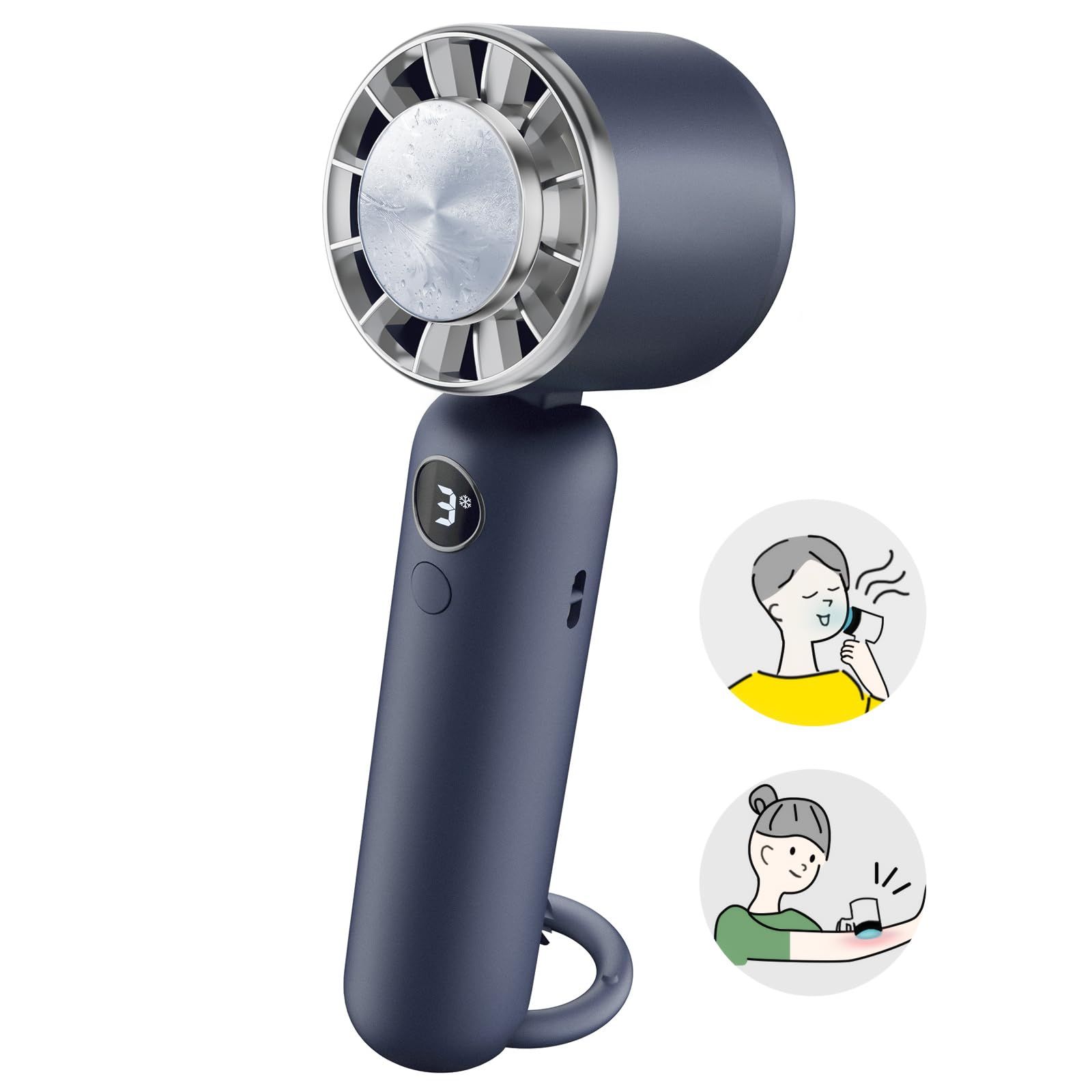【瞬時冷感・極静音】HAGOOGI ハンディファン 冷却プレート付き ハンディ扇風機 5000ｍAh大容量 【駆動時間史上最長】 最長20時間連続使用 携帯扇風機 1台多役 手持ち/首掛け/卓上扇風機 3段階風量調節 冷却モード DCモーター USB充電式 @
