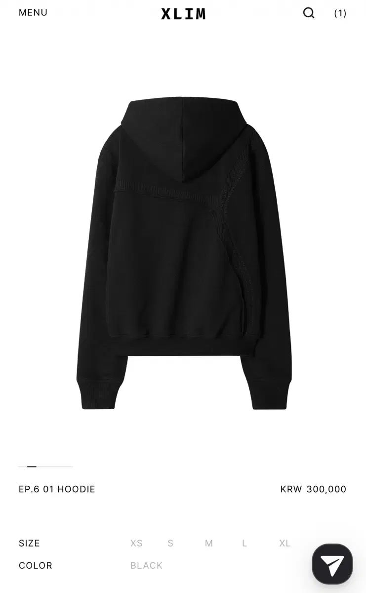 (XS) XLIM(エクスリム) EP 6 01 HOODIE BLACK フーディー ブラック
