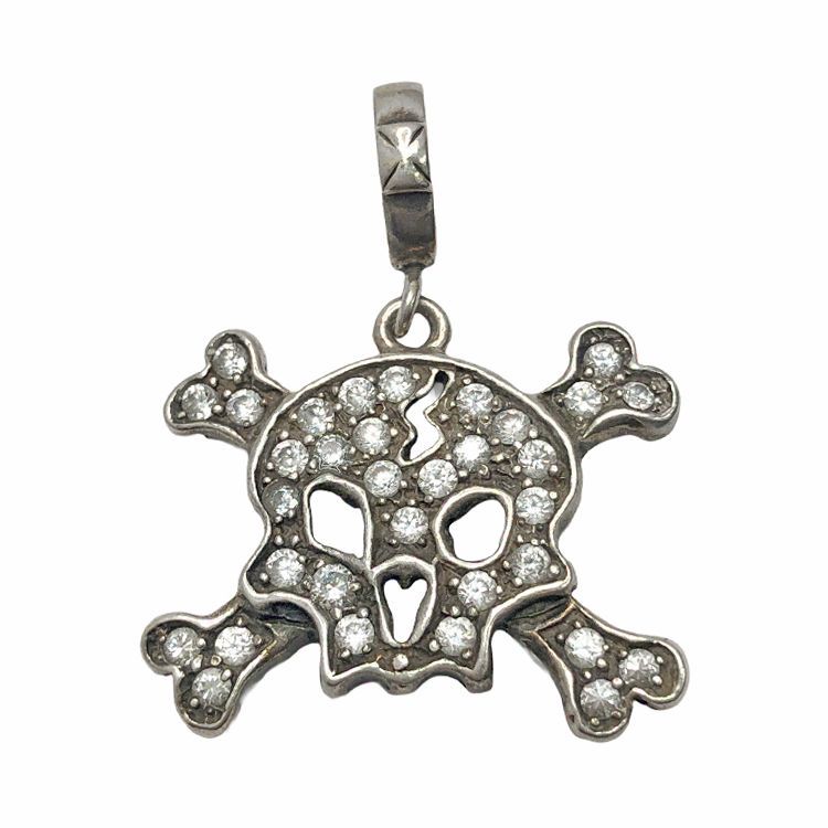 Loree Rodkin ローリーロドキン MEDIUM FLAT PAVE BONE SKULL PENDANT