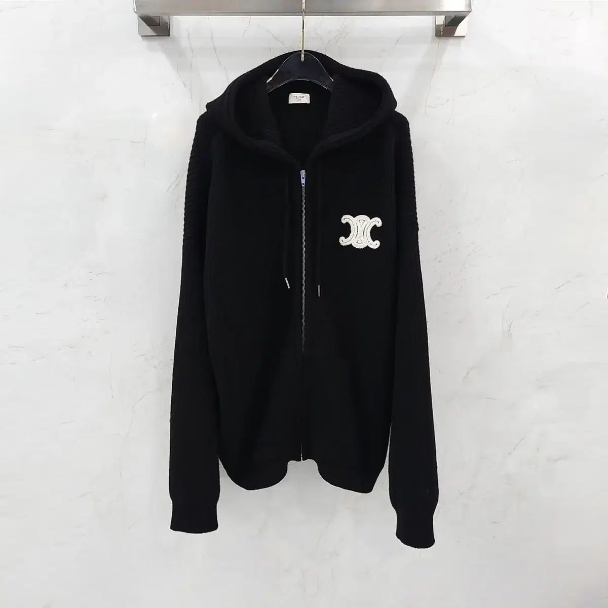 S / セリーヌ トリオンフ 刺繍 ウール フード ジップアップ RY0JF0ZTQ