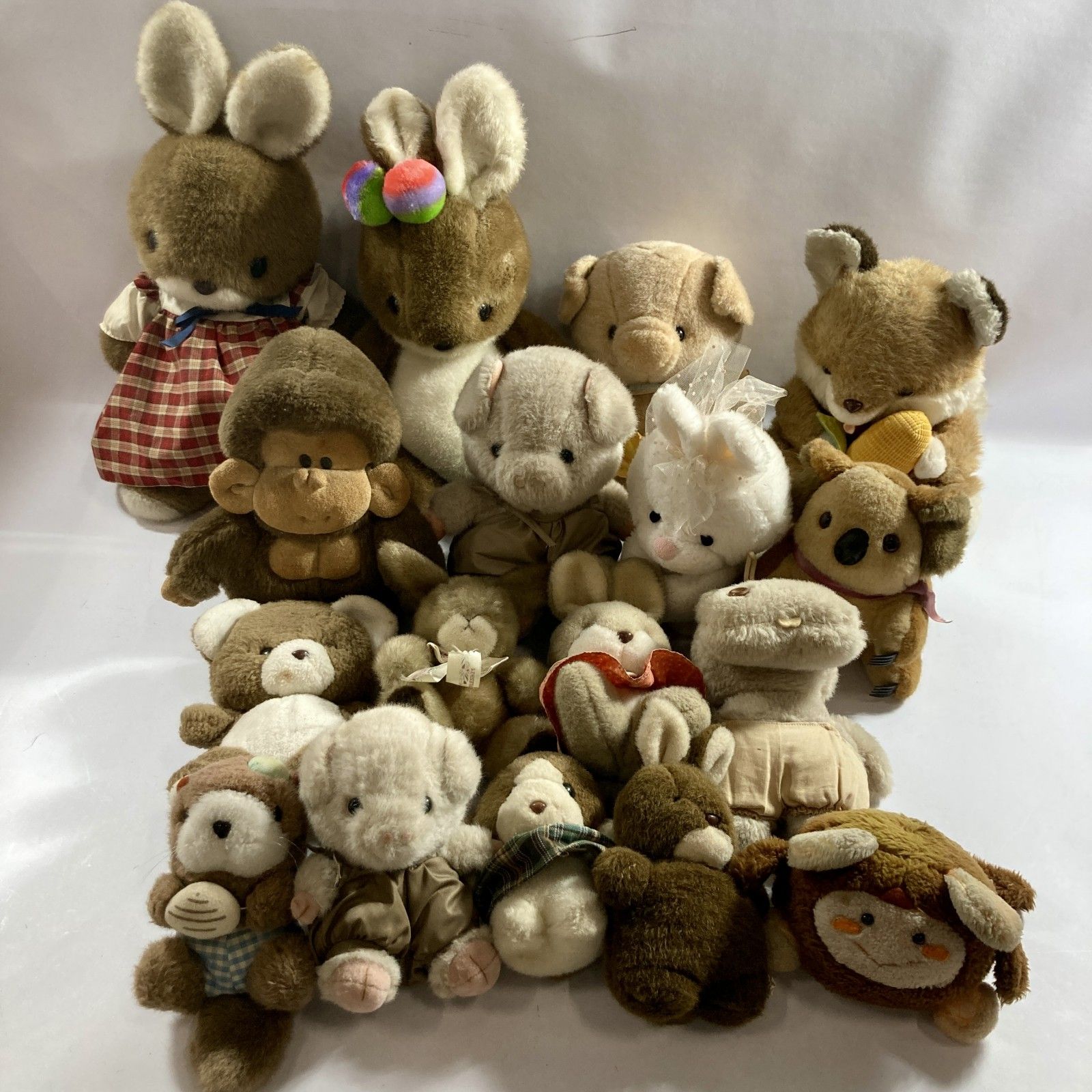 ★ 昭和レトロ 当時物 ぬいぐるみ 18点 まとめ商品 サンエートーイ ポピー サンアロー 三英 うさぎ きつね ぶた など 現状品 3.8kg