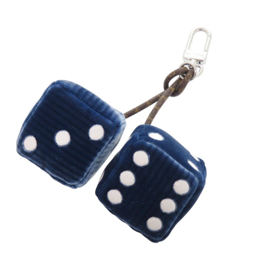 新品同様 ルイ ヴィトン ラッキーダイス M03106 ベルベット ネイビー キーホルダー バッグチャーム LV 1525 LOUIS VUITTON