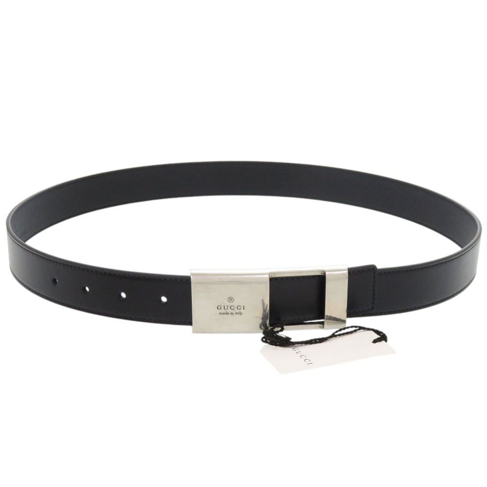 新品同様 グッチ 793761 レザー ブラック ベルト 黒 0691 GUCCI メンズ