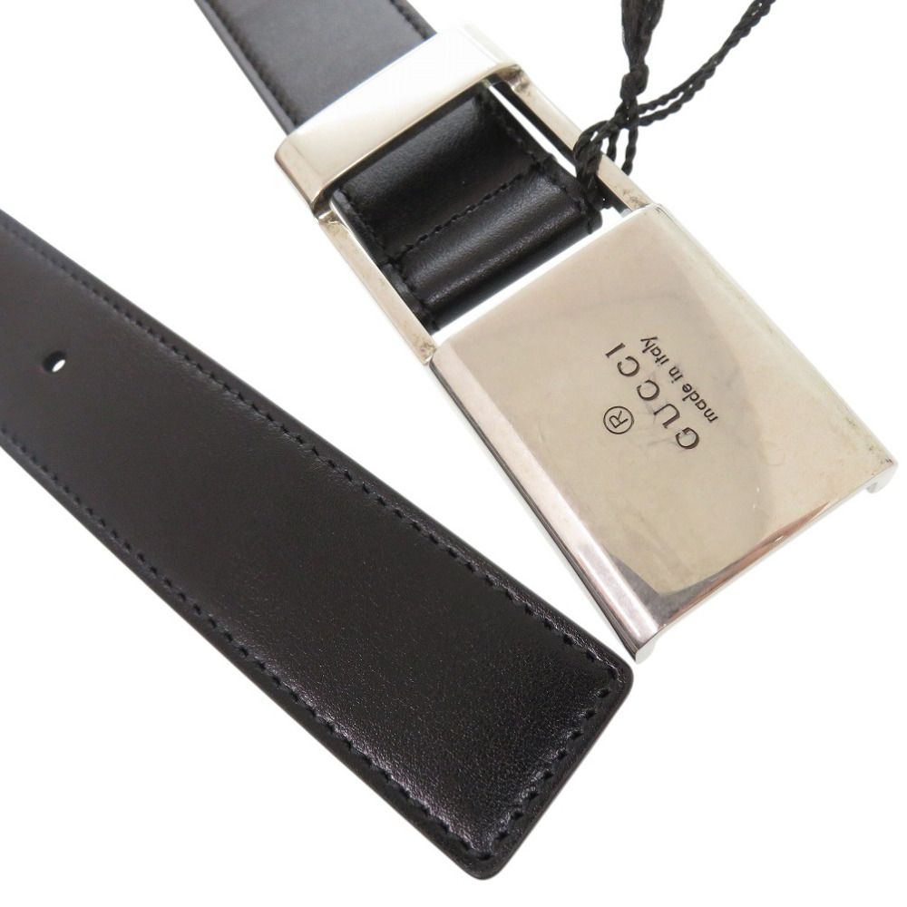 新品同様 グッチ 793761 レザー ブラック ベルト 黒 0691 GUCCI メンズ