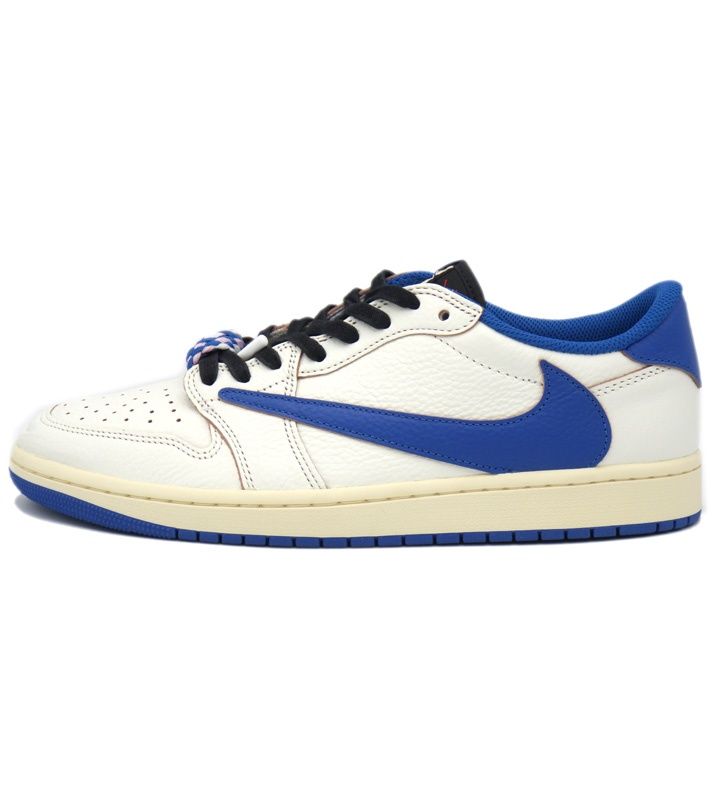 ナイキ NIKE × トラヴィス スコット Travis Scott × フラグメント 【 DM7866 104 】 エア ジョーダン 1 ロー セイル ミリタリー ブルー スニーカー h7943