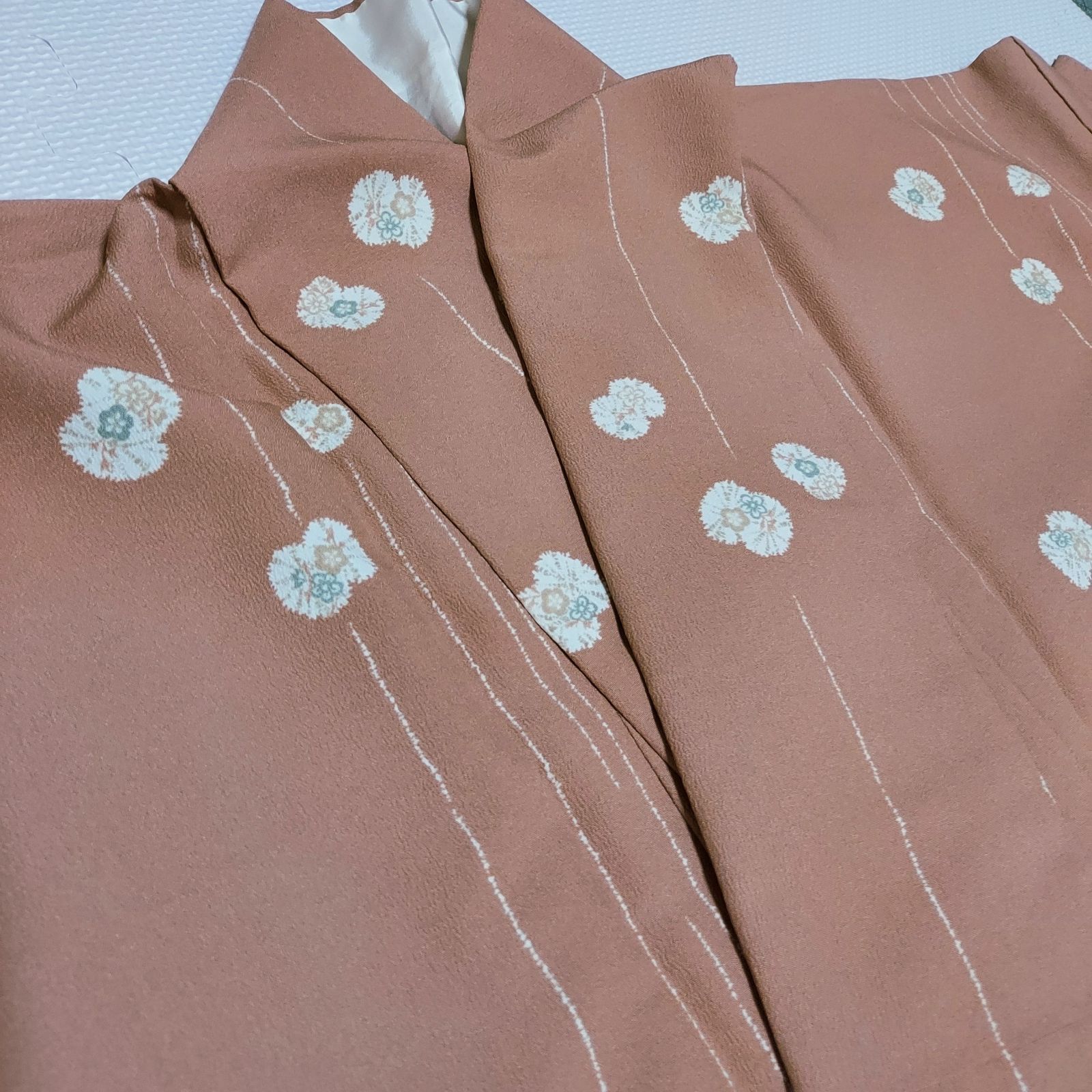 ポリエステル着物専門店in.style◆美品◆小紋着物◆単衣◆広衿◆トールサイズ◆裄67cm◆丈170.5cm