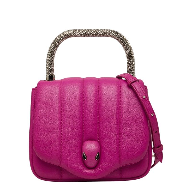 ブルガリ × アンブッシュ YOON セルペンティ ハンドバッグ ショルダーバッグ 2WAY ピンク レザー レディース BVLGARI【1-0267767】