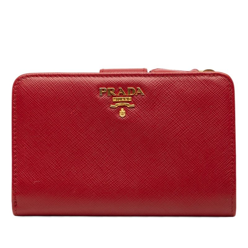 プラダ ロゴ 二つ折り財布 1ML225 レッド サフィアーノレザー レディース PRADA【1-0267938】