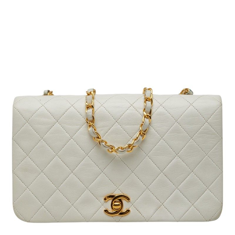 シャネル マトラッセ ココマーク ショルダーバッグ ホワイト ゴールド ラムスキン レディース CHANEL【1-0268456】