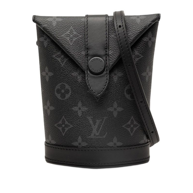 ルイ ヴィトン モノグラム エクリプス エンベロップ ポーチ ショルダーバッグ ブラック グレー PVC レザー メンズ LOUIS VUITTON【247-69056】