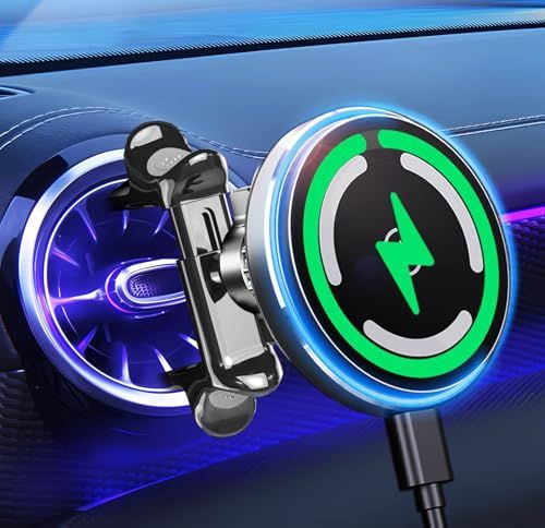 【2026革新/丸型吹き出し口適応・超?磁力】LIFMAGIC Magsafe 車載 充電器 丸型エアコン マグネット スマホホルダー 車 qi 15w マグセーフ 車載ホルダー ワイヤレス 急速 充電 超強磁力 円型エアコン 吹き出し口 用 車内 iphas