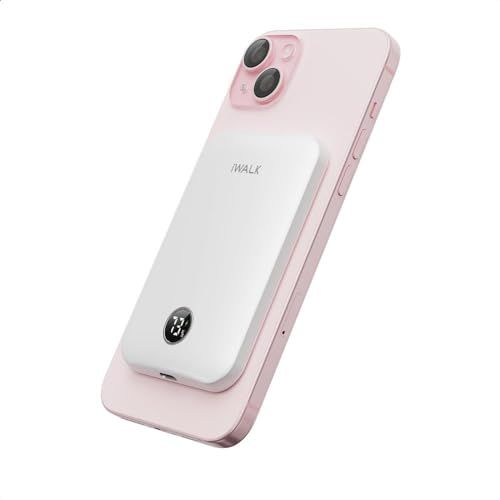 iWALK 超薄型 MagSafe対応 マグネット式 ワイヤレス充電器 5000mAh コンパクト 軽量 持ち運び もばじゅう 小型 タイプc USB-Cポート& LEDディスプレイ PSE技術基準適合 iPhone 17e/17/16/15/14/13/as