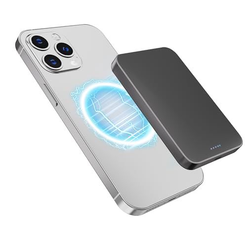 【業界初のチタン金属・0.8cmの超薄型】Yamisan Magsafe対応 小型 軽量 PD20W急速充電 マグネット式 ワイヤレス充電器 スマホ充電器 両台同時充電 Type-C入出力兼用 5000mAh マグセーフ充電器 iPhone16/15/14as