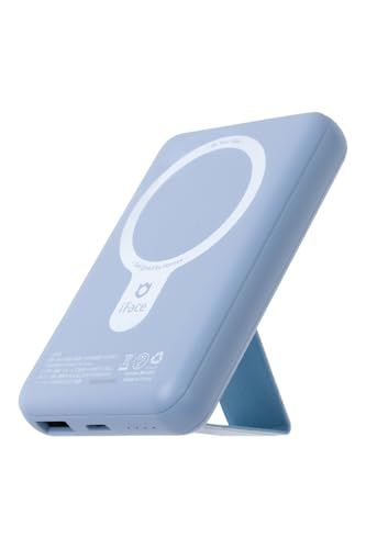 iFace MagSafe対応 5000mAh MagSynq (ペールブルー)【 PSE認証済 ワイヤレス充電 急速充電 持ち運び 折りたたみ スマホ スタンド iPhone Android Type-C Type-A フィンガーバンド 】as