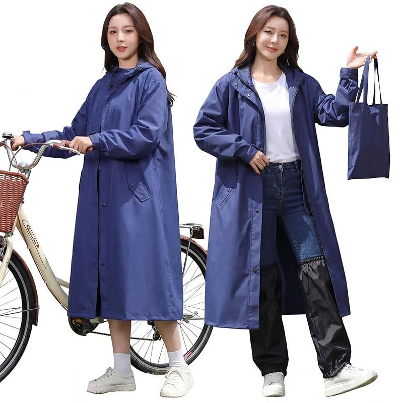 【新品】 [モリヲハシル] レインコート レディース メンズ 【レッグカバー付き・足も濡れない】 雨具 上下 ポンチョ レインウェア カッパ 自転車 リュック対応 梅雨対策 軽量 通気 通勤 通学 防水 撥水加工 男女兼用 コンパクト 収納袋付き (ネイビー