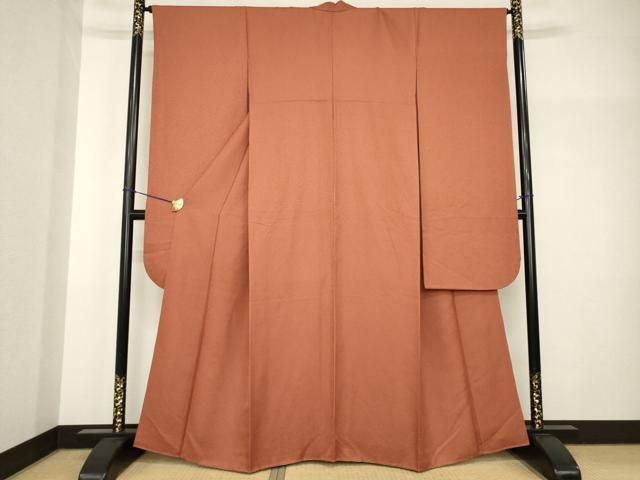 平和屋着物●豪華振袖　色無地　団十郎茶色　正絹　逸品　AABH8458ck