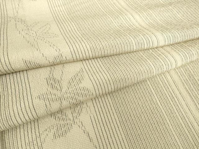 平和屋着物▽本塩沢　単衣　草花間道　正絹　逸品　DABE4200az
