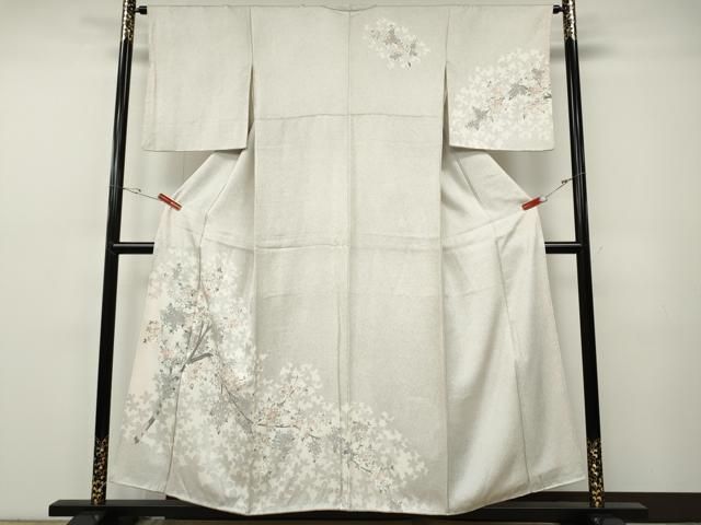平和屋着物●訪問着　刺繍　枝桜文　金彩　正絹　逸品　CABF3337ut
