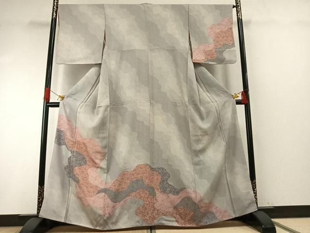 平和屋着物●江戸小紋　訪問着　道長花文　正絹　逸品　AABH4982fy