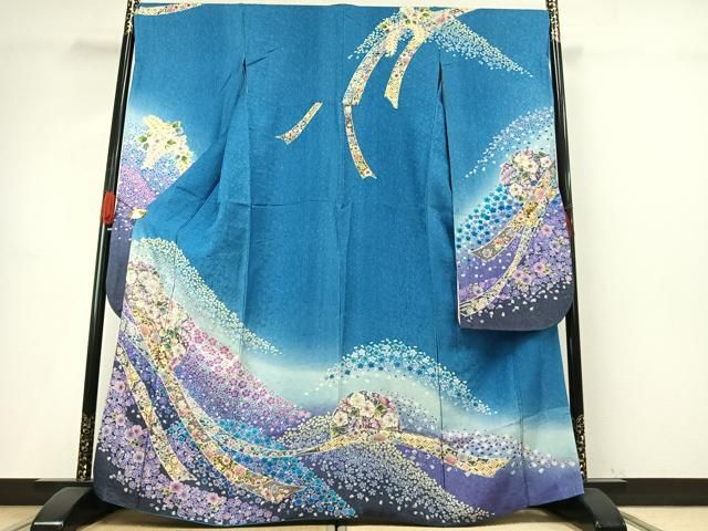 平和屋着物●豪華振袖　辻が花　暈し染め　金彩　金通し地　正絹　逸品　AABH5005fy