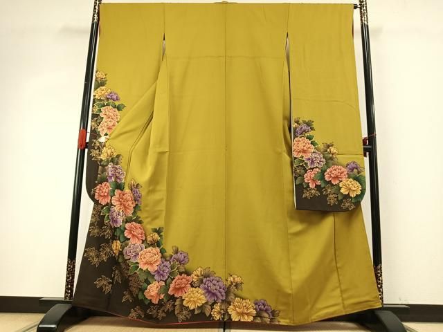 平和屋着物●豪華振袖　草花文　暈し染め　金彩　正絹　逸品　AABH5011fy