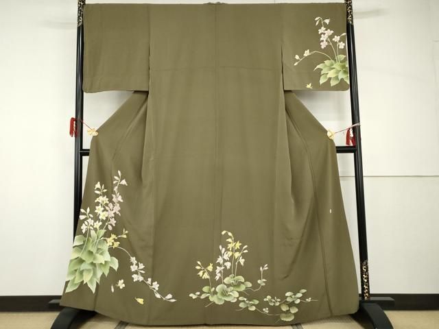 平和屋着物●訪問着 友禅 作家物 草花文 正絹 逸品 AABH8862cs