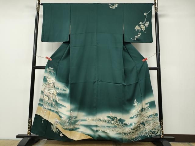 平和屋着物●訪問着　流水枝花文　暈し染め　金彩　正絹　逸品　CABF3395ut