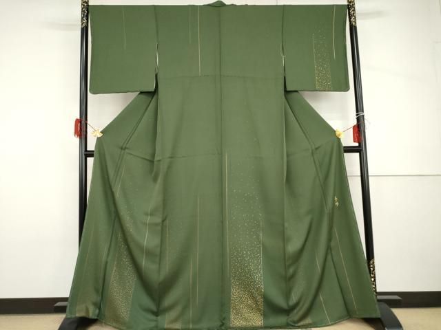 平和屋着物●人間国宝　福田喜三郎　訪問着　箔散らし間道　金彩　正絹　逸品　AABH8923cs