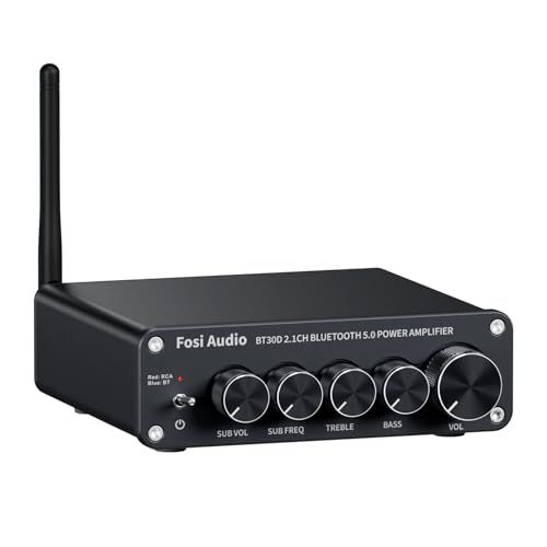 Fosi Audio BT30D Bluetooth5.0アンプ パワーアンプ サウンドアンプ SUB音量/周波数調整 高性能TPA3116D2チップ ステレオ オーディオアンプ 2.1チャンネル 小型 Hi-Fi クラスD 50W*2+100W 家庭/屋外t