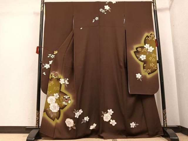 平和屋着物●豪華振袖　舞桜文　暈し染め　金彩　正絹　逸品　AABH9666ph