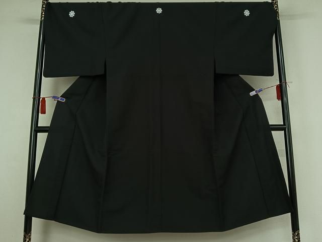 平和屋着物▽男性　単衣　黒紋付　暗黒色　キングサイズ　洗える着物　AABH9805jh