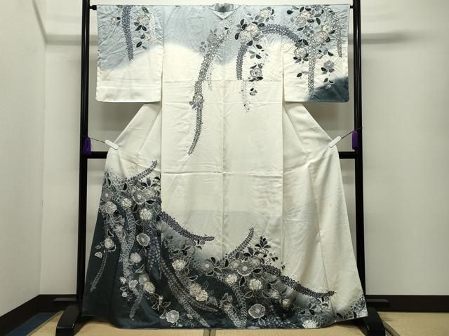 平和屋着物●訪問着　作家物　辻が花　絞り　暈し染め　金彩　正絹　逸品　CABD9336gh