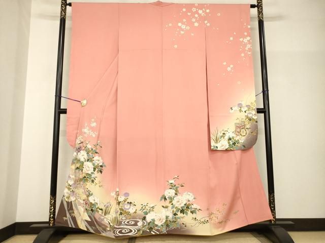 平和屋着物●豪華振袖　几帳花文　暈し染め　金彩　正絹　逸品　AABH9557ck