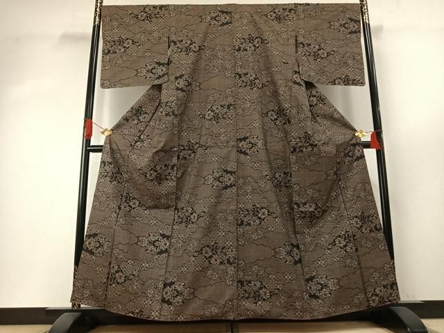 平和屋着物●本場大島紬　一元7マルキ　雲取り花文　正絹　逸品　AABH5114fy