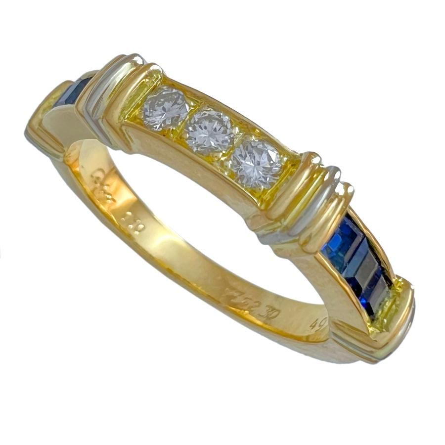 CARTIER　カルティエ　リング　ヴィンテージ　コンテッサ　サファイア　ダイヤ　750　K18　YG　WG　49　9号　指輪　レア