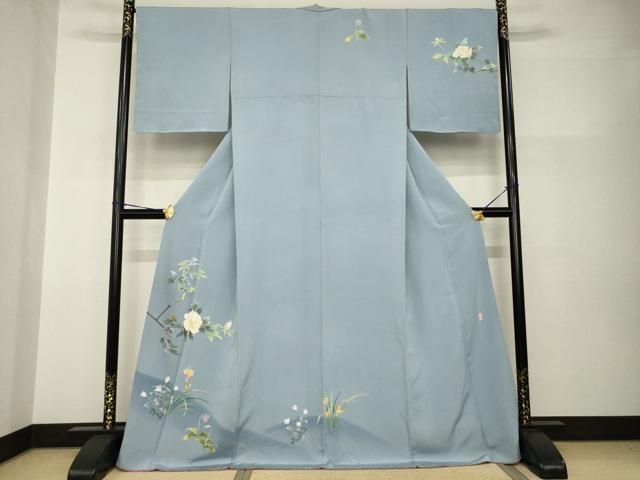 平和屋着物●訪問着　友禅　作家物　峰山　枝花文　暈し染め　ロング丈　正絹　逸品　AABH9997ck