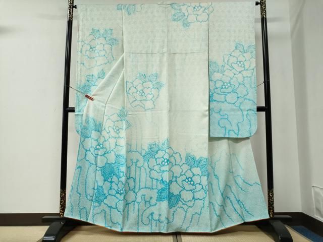平和屋着物●豪華振袖　総絞り　立波牡丹　暈し染め　正絹　逸品　CABE3087yc