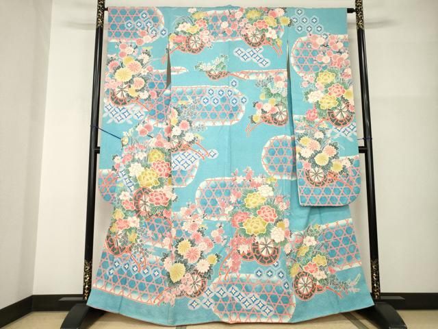 平和屋着物●名門　藤娘きぬたや・総絞り　振袖　花車文　正絹　逸品　AABI0794ck 42,250円