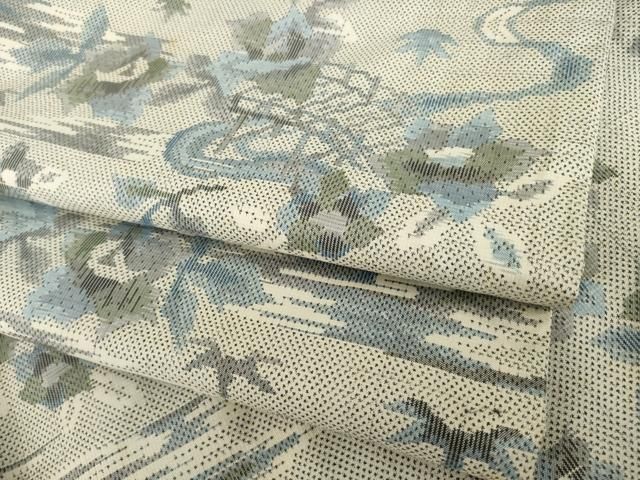 平和屋着物●本場大島紬　白大島　一元7マルキ　流水花文　総絣　正絹　逸品　AABI0797ck