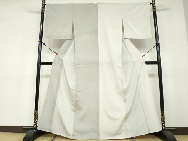 平和屋着物▽本塩沢 訪問着 単衣 片身替わり 横段文 正絹 逸品 DABD9682ud