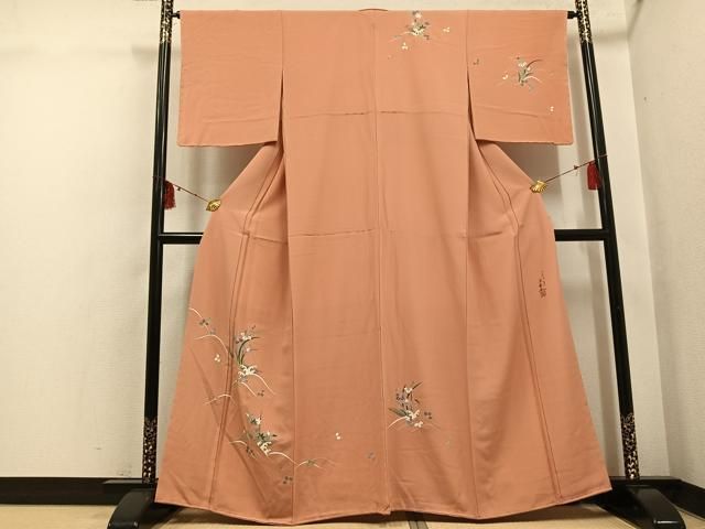 平和屋着物●訪問着　作家物　尾上菊五郎　草花文　金彩　まるやま扱い　正絹　逸品　未使用　AABI0487ph 28,730円