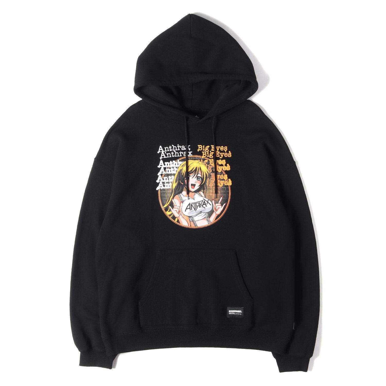 NEIGHBORHOOD ネイバーフッド パーカー ブラック 黒 サイズ:XL | 23AW ANTHRAX グラフィックプリント スウェットパーカー (NH X ANTHRAX. SWEATPARKA LS-1) コラボ【メンズ】【中古】