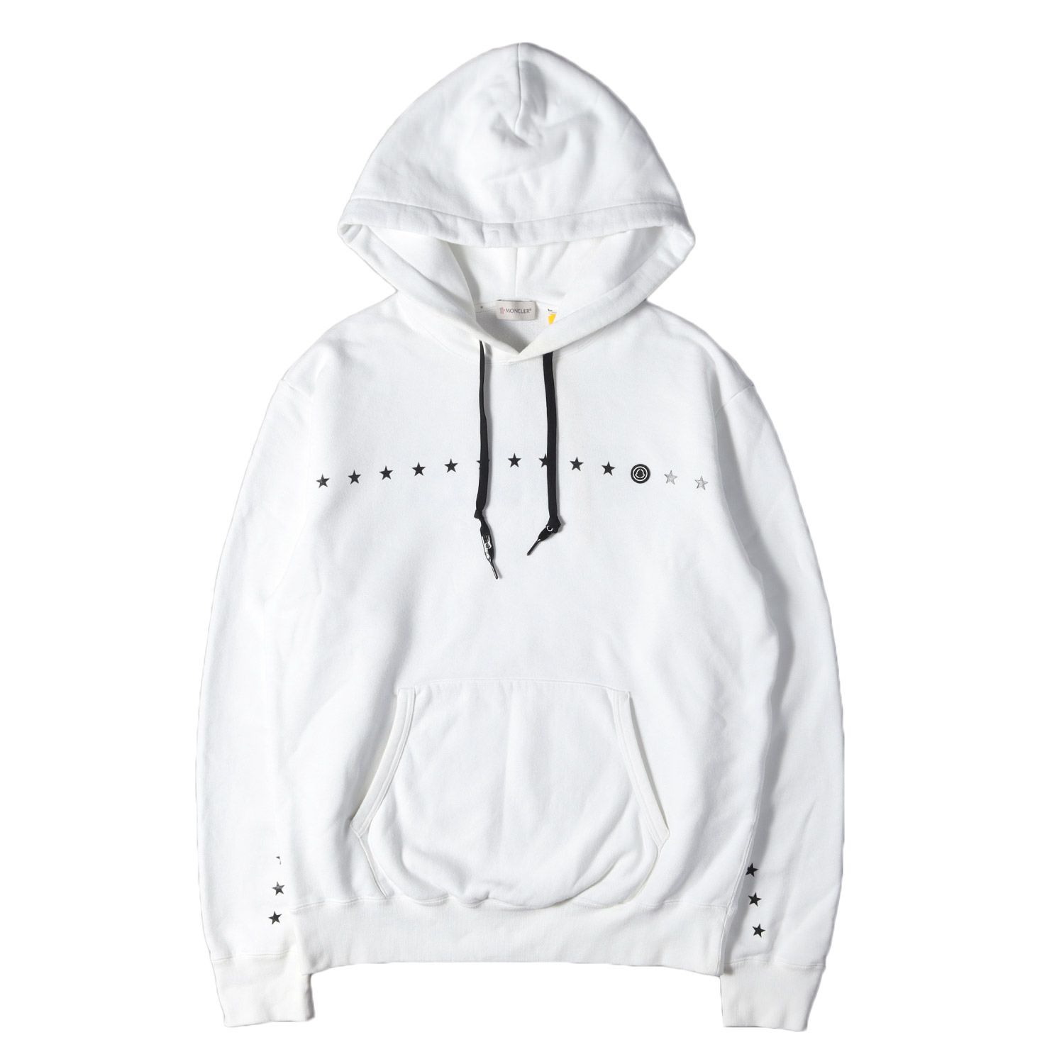 MONCLER モンクレール パーカー ホワイト 白 サイズ:S | fragment design スターロゴプリント スウェットパーカー | G209U8G00007 809F4 | トップス フーディー コラボ【メンズ】【中古】