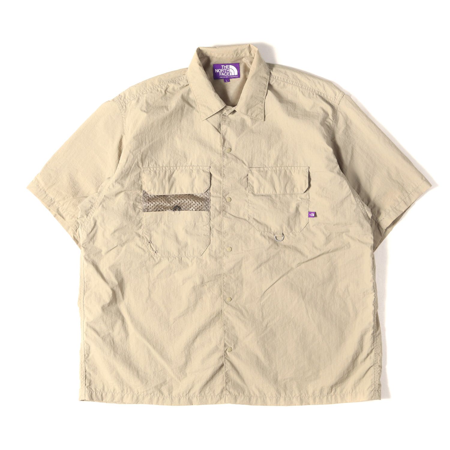 THE NORTH FACE PURPLE LABEL ノースフェイス シャツ ベージュ サイズ:L | マルチポケット ナイロン 半袖 フィッシング シャツ (Lounge Field H/S Shirt) | トップス【メンズ】【中古】