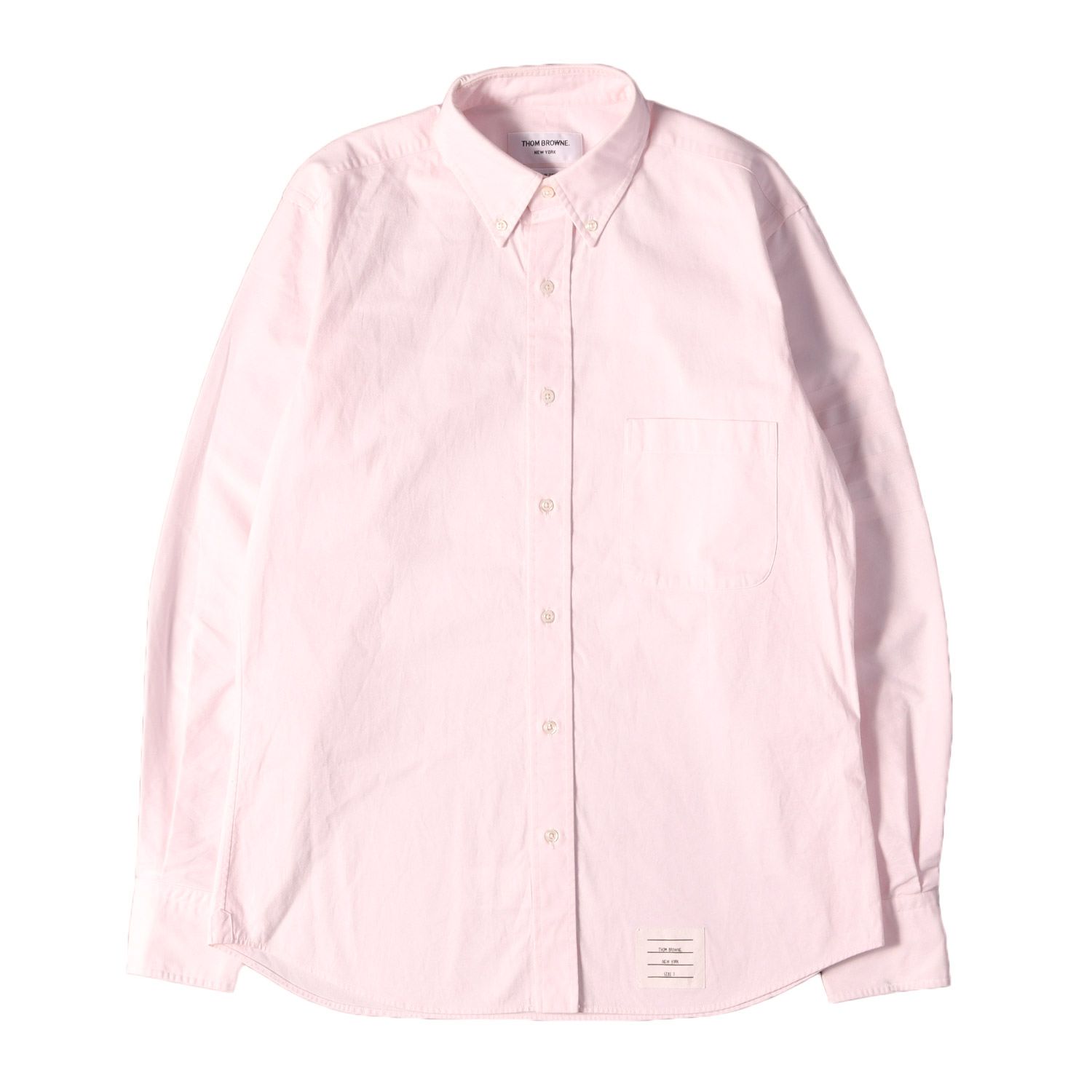 THOM BROWNE トムブラウン シャツ ピンク サイズ:3 | グログランテープ付き 4BAR オックスフォード コットン BD シャツ | トップス カジュアルシャツ 長袖 イタリア製【メンズ】【中古】